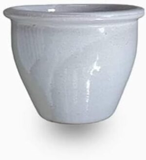 Green Souq Rolled Rim Pot Blue, White, Green & Black Outdoor Ceramic Pot, Trendy durable and nice pots with bottom hole for outdoor and indoor plants - Image 4