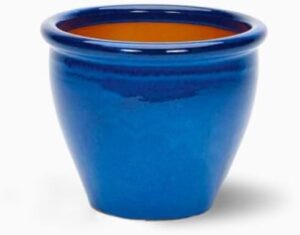 Green Souq Rolled Rim Pot Blue, White, Green & Black Outdoor Ceramic Pot, Trendy durable and nice pots with bottom hole for outdoor and indoor plants - Image 2