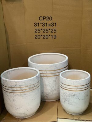 Stylish Ceramic Pots - Gold Stipes - Image 2