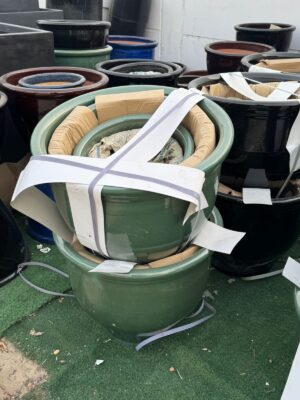 Green Souq Rolled Rim Pot Blue, White, Green & Black Outdoor Ceramic Pot, Trendy durable and nice pots with bottom hole for outdoor and indoor plants - Image 6